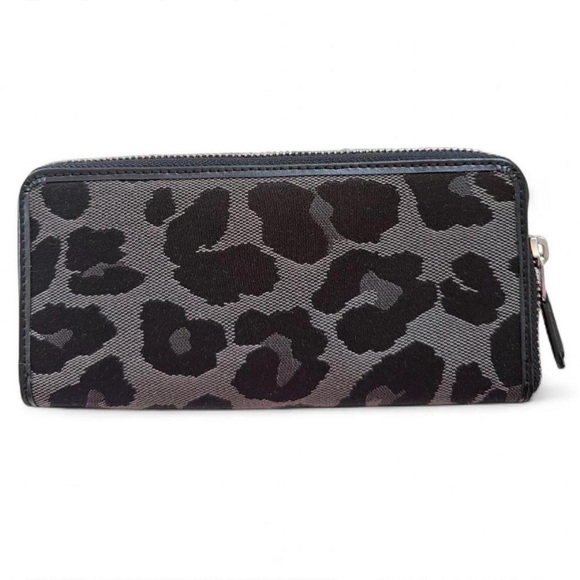 Coach Long Zip-Around Wallet- Black/Gray Leopard Print - Picture 2 of 3